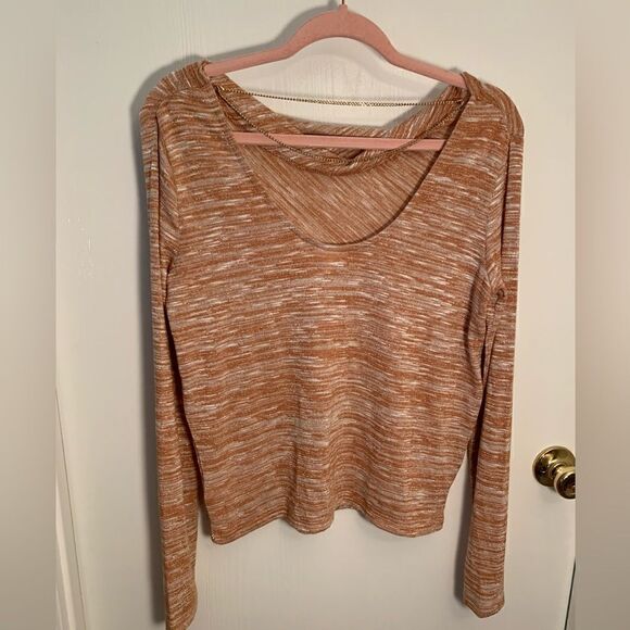 Self E EUC orange/cream metallic low back with gold chain long sleeve Size M - Picture 6 of 9